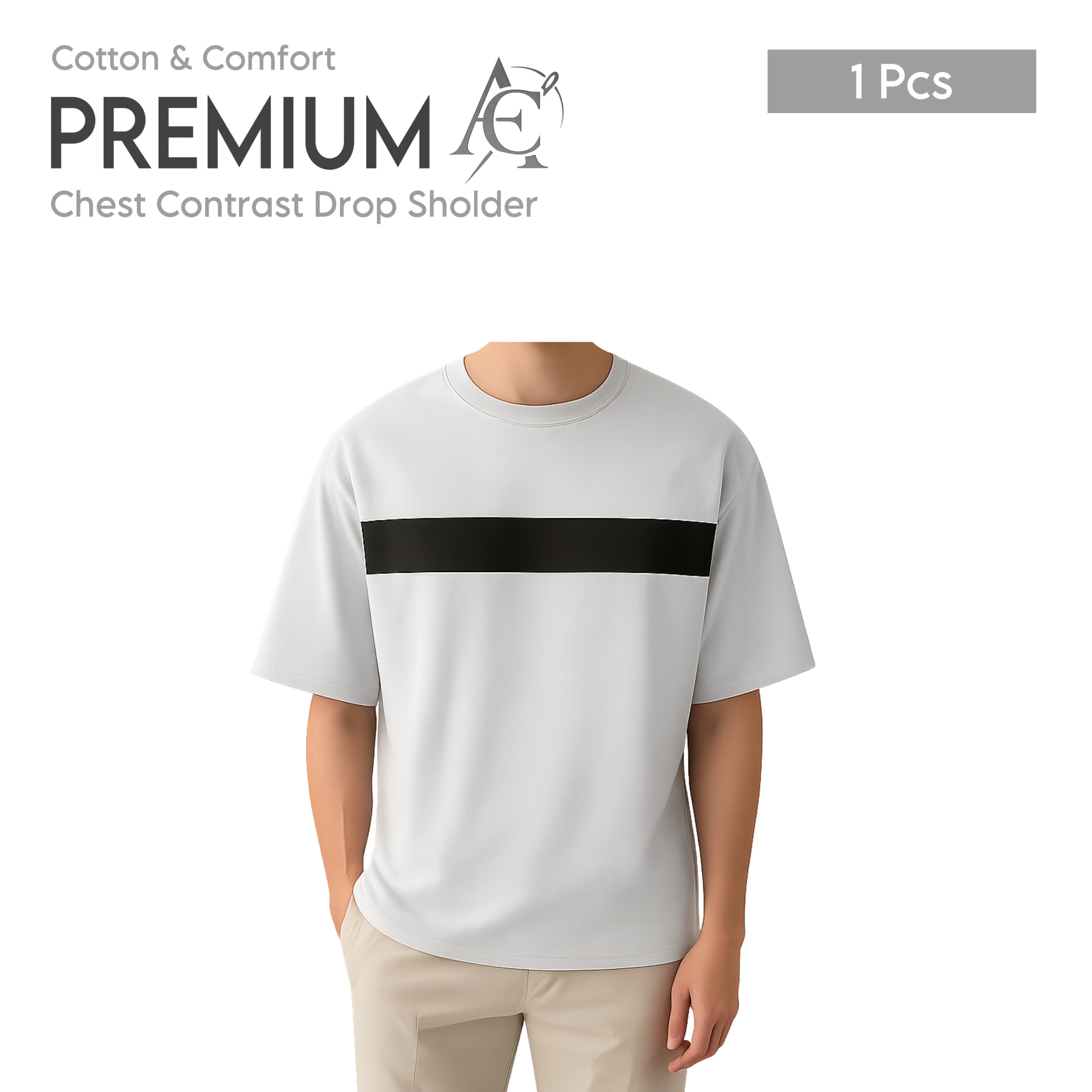 Drop Shoulder Premium T-Shirt- CC White