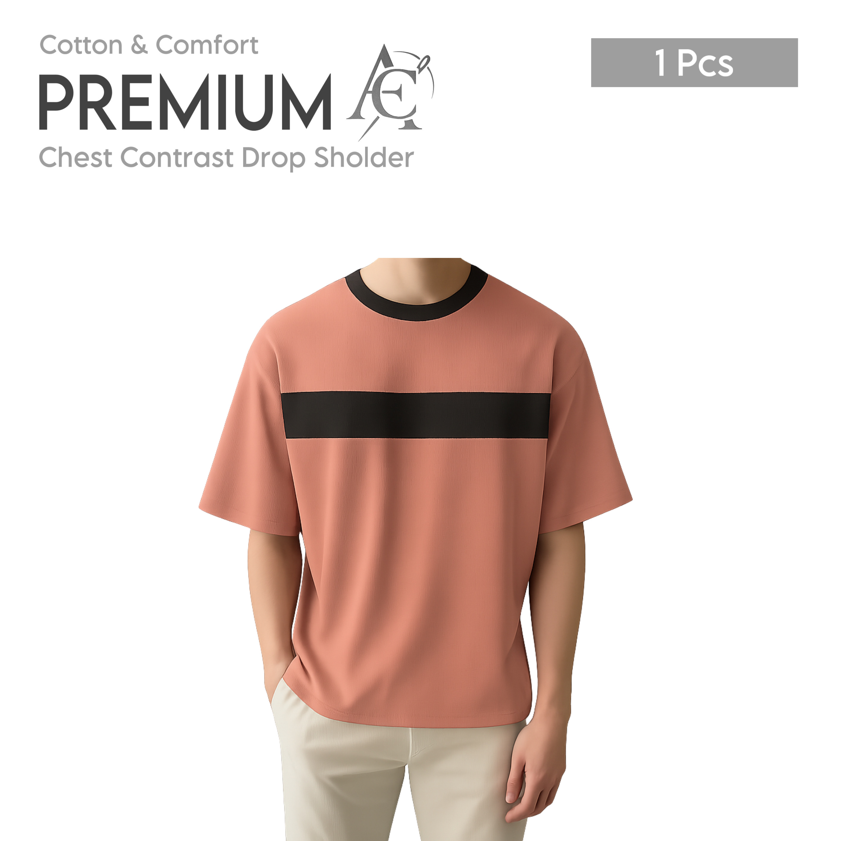 Drop Shoulder Premium T-Shirt-cc peach