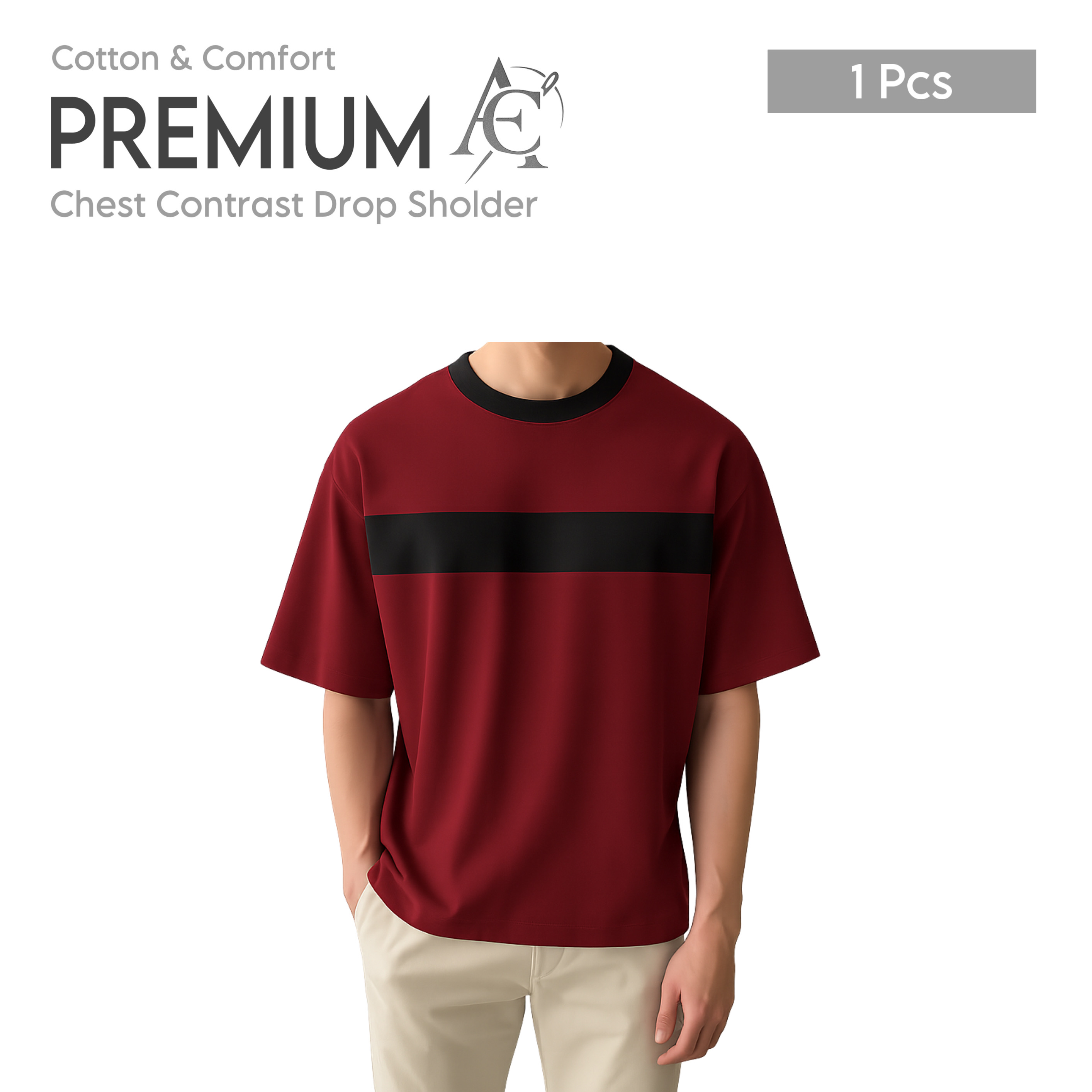 Drop Shoulder Premium T-Shirt-cc maroon