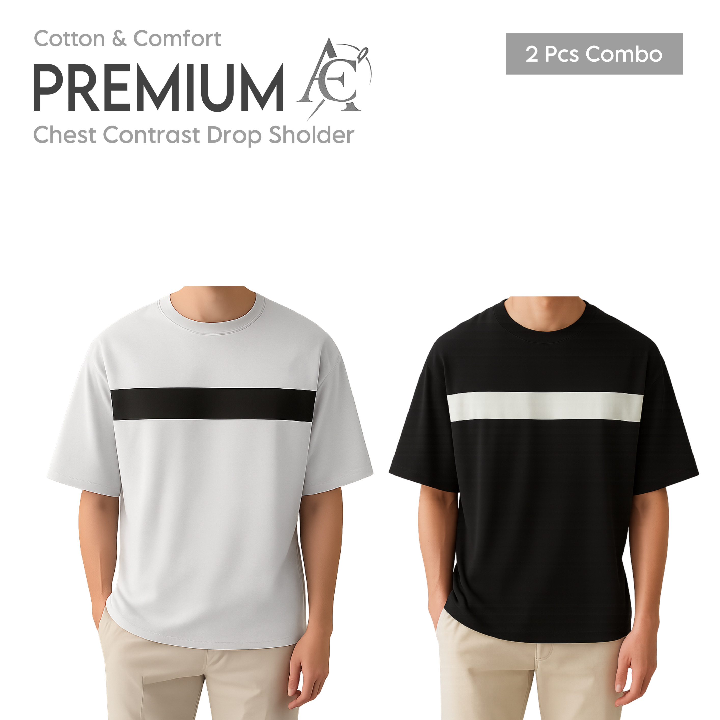 Drop Shoulder Premium T-Shirt-cc white-cc black