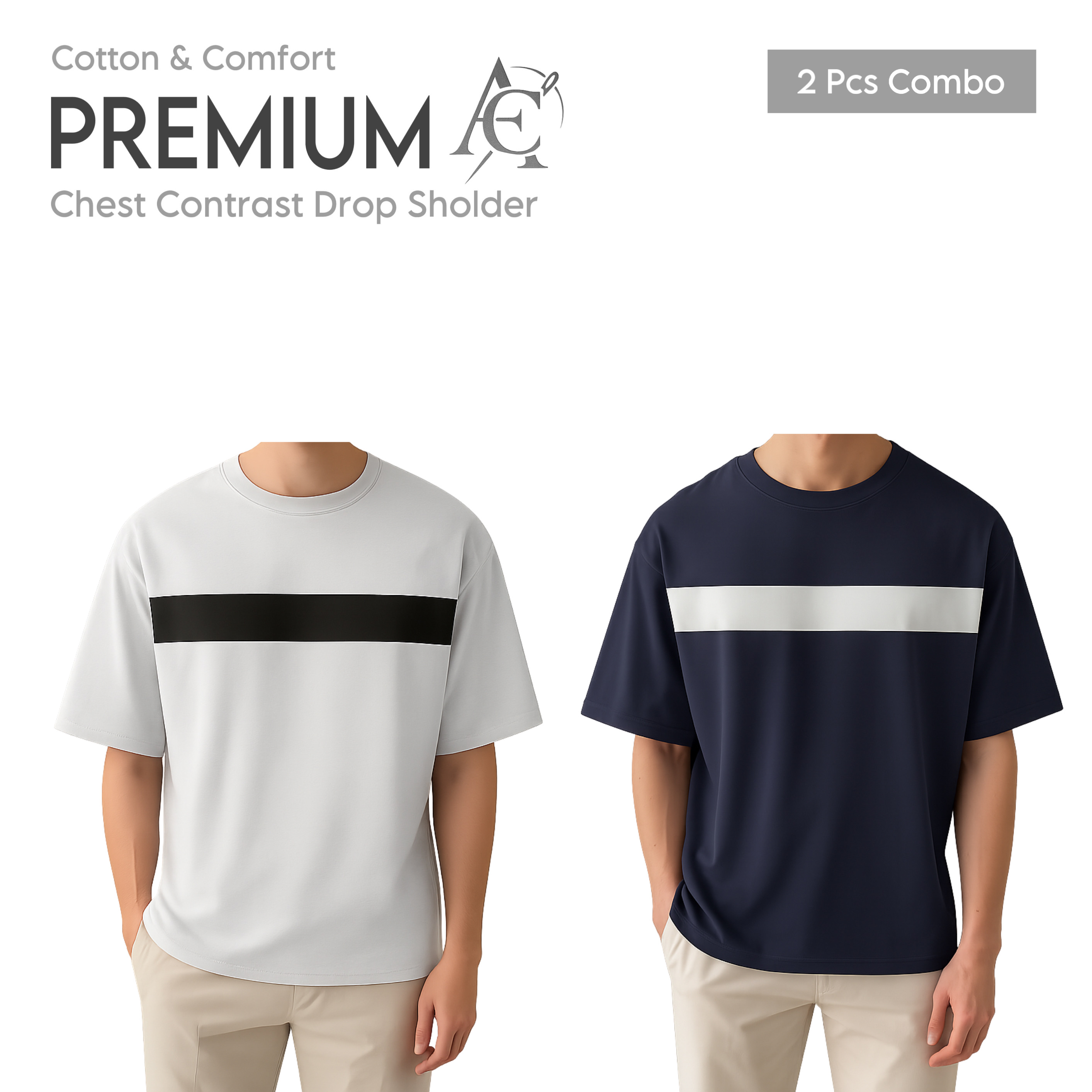 Drop Shoulder Premium T-Shirt- cc white-cc black