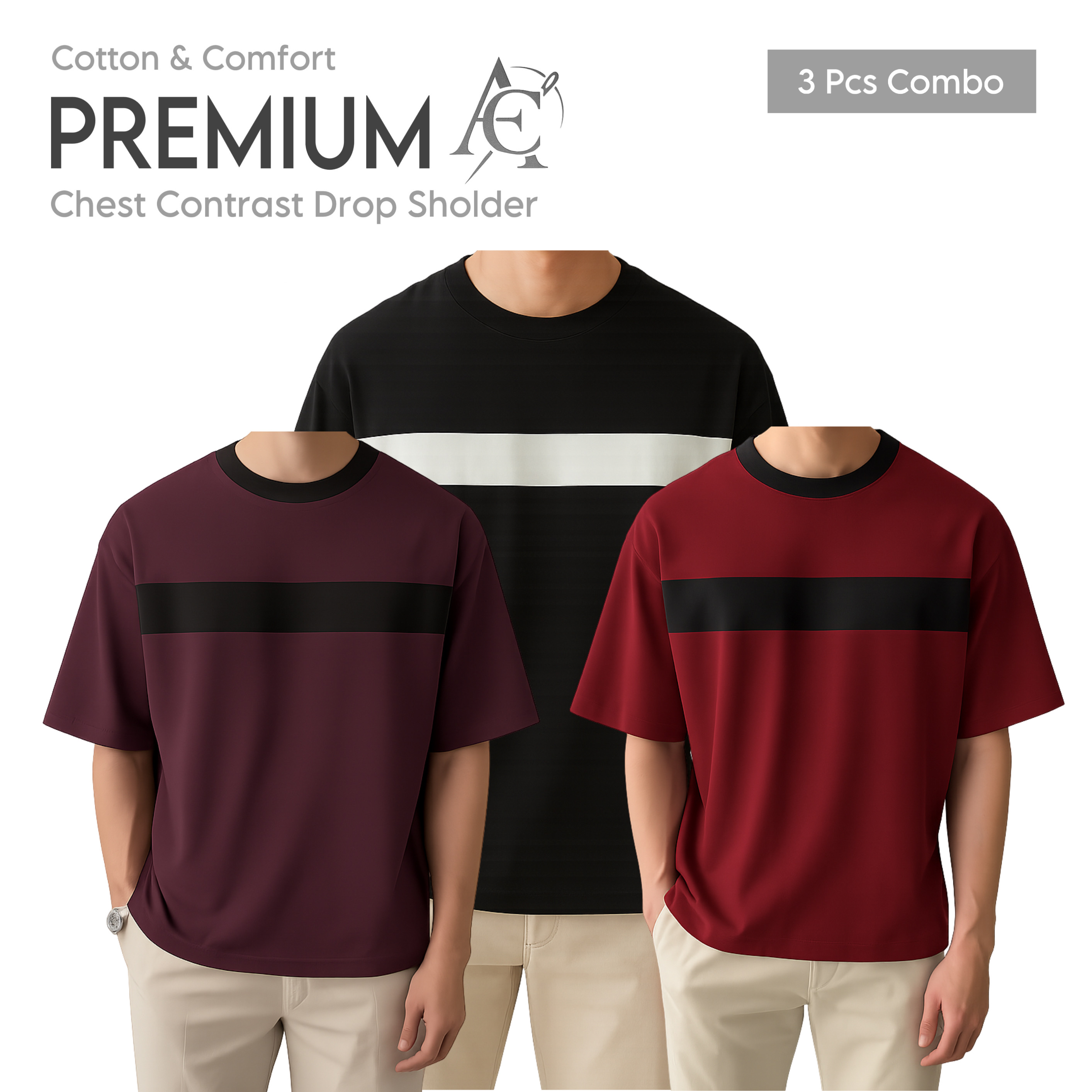 Drop Shoulder Premium T-Shirt- cc maroon-cc black-cc coffe