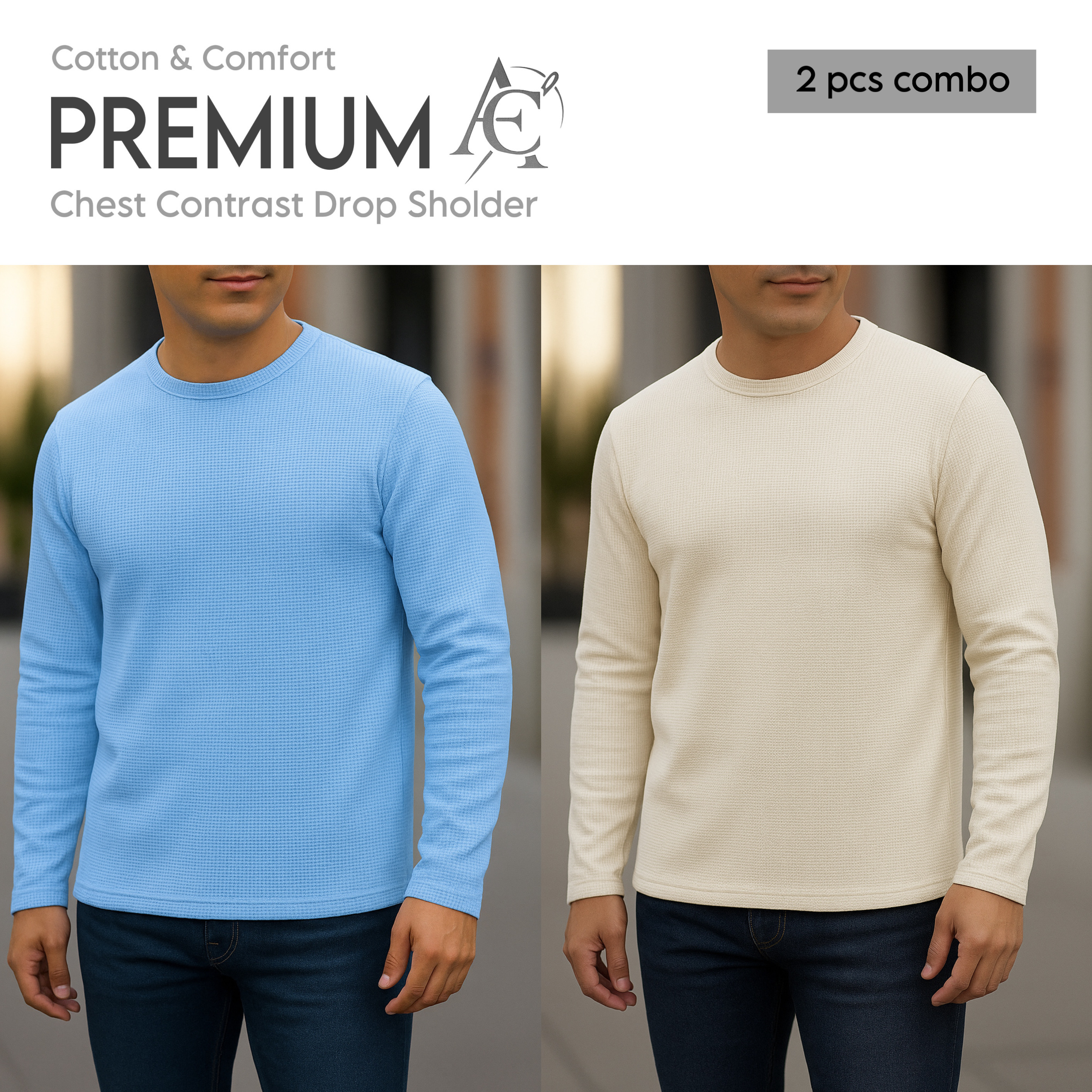 Full sleeve Premium T-Shirt sky-cream