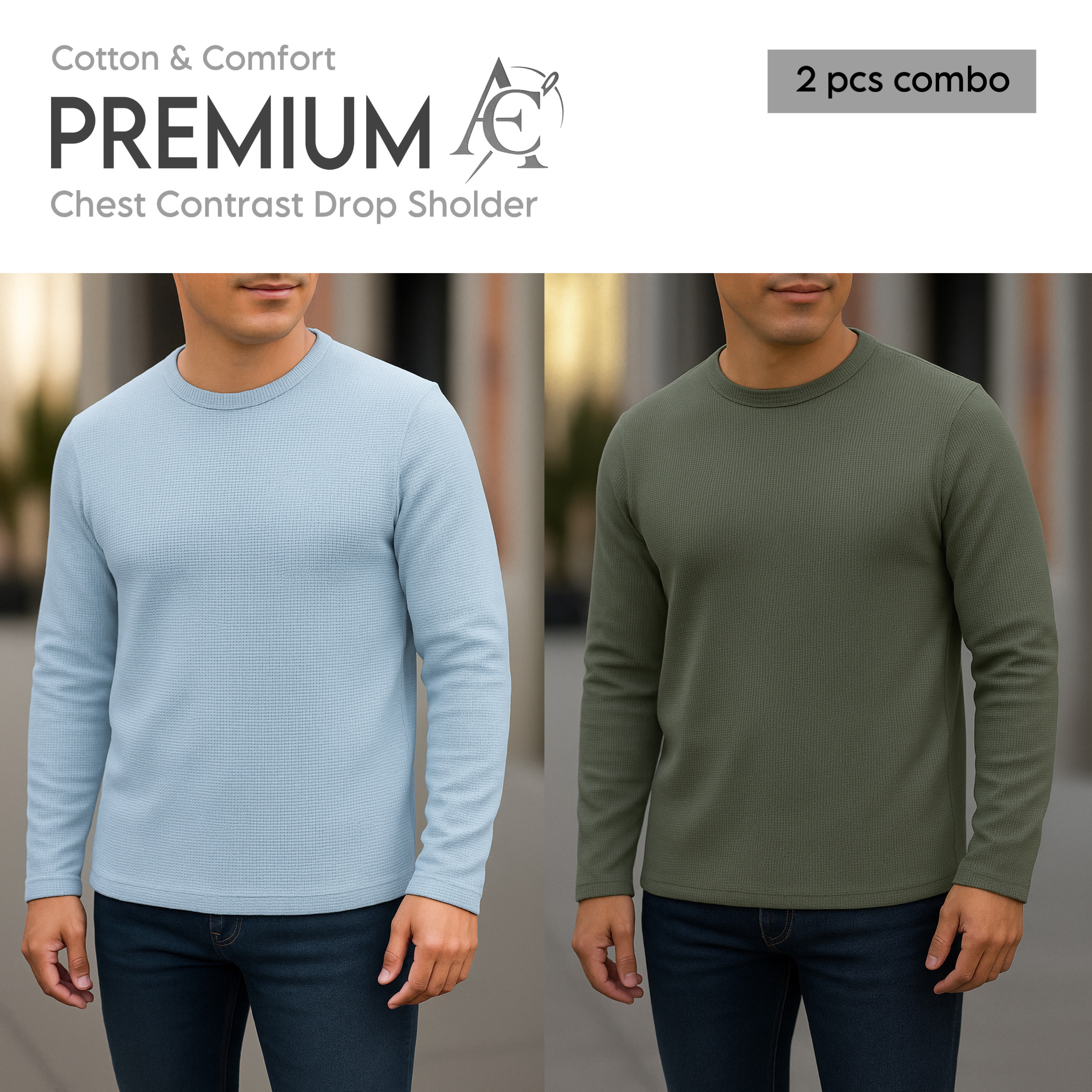 Full sleeve Premium T-Shirt pastale-olive