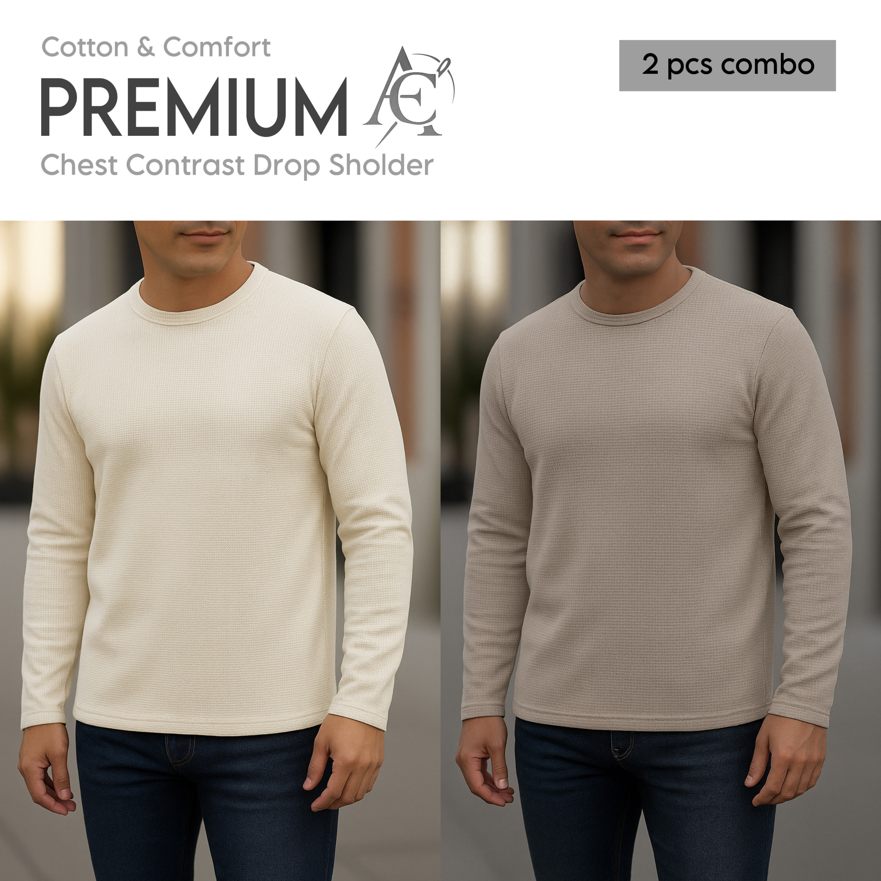 Full sleeve Premium T-Shirt  cream -biscuit