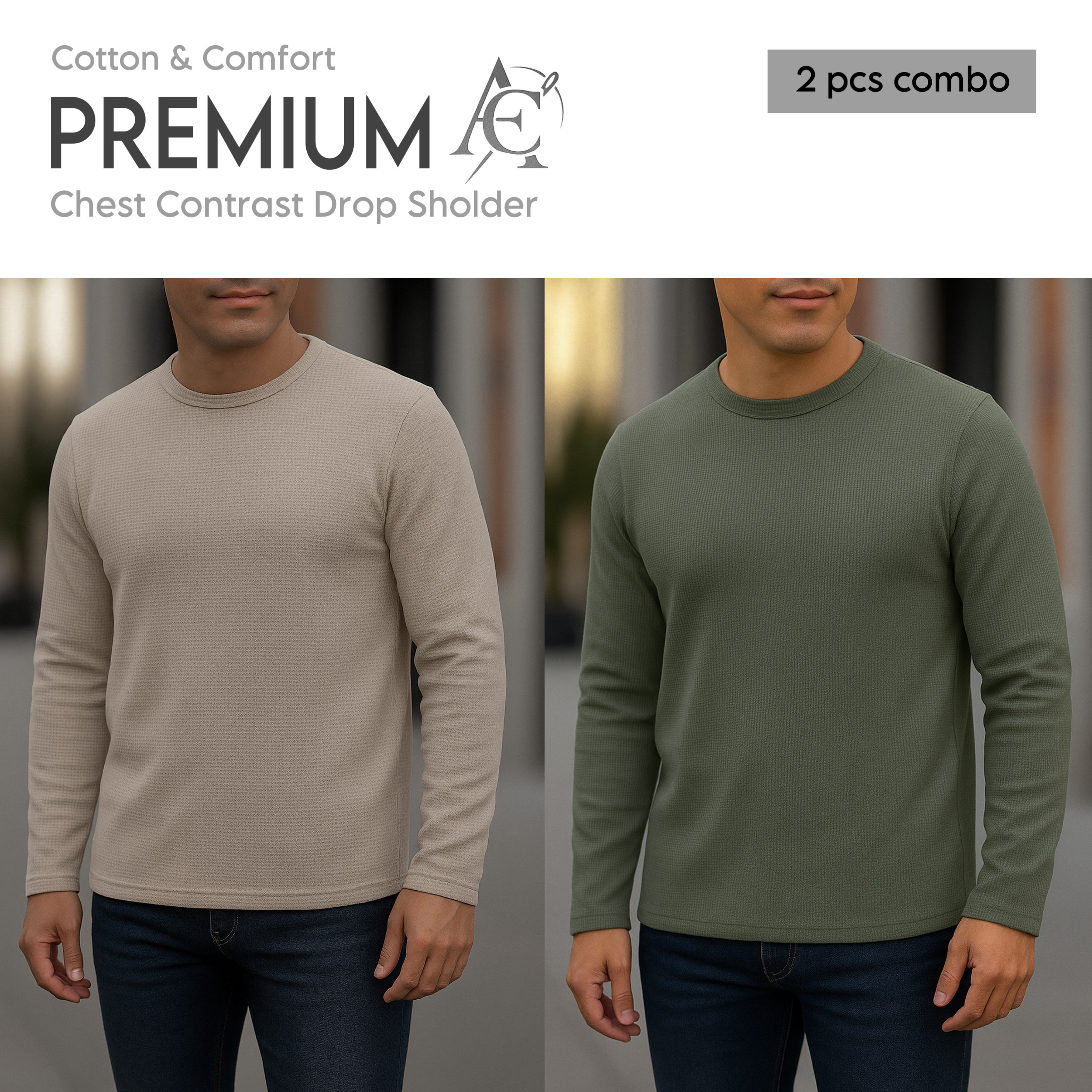 Full sleeve Premium T-Shirt biscuit-olive