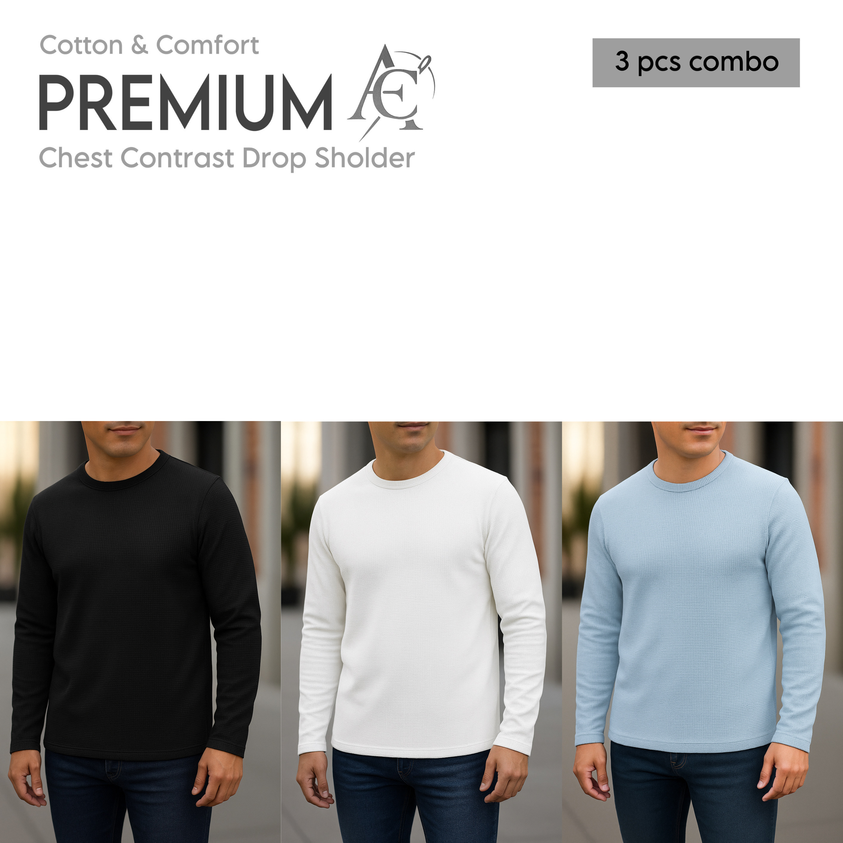Full sleeve Premium T-Shirt black white pastale