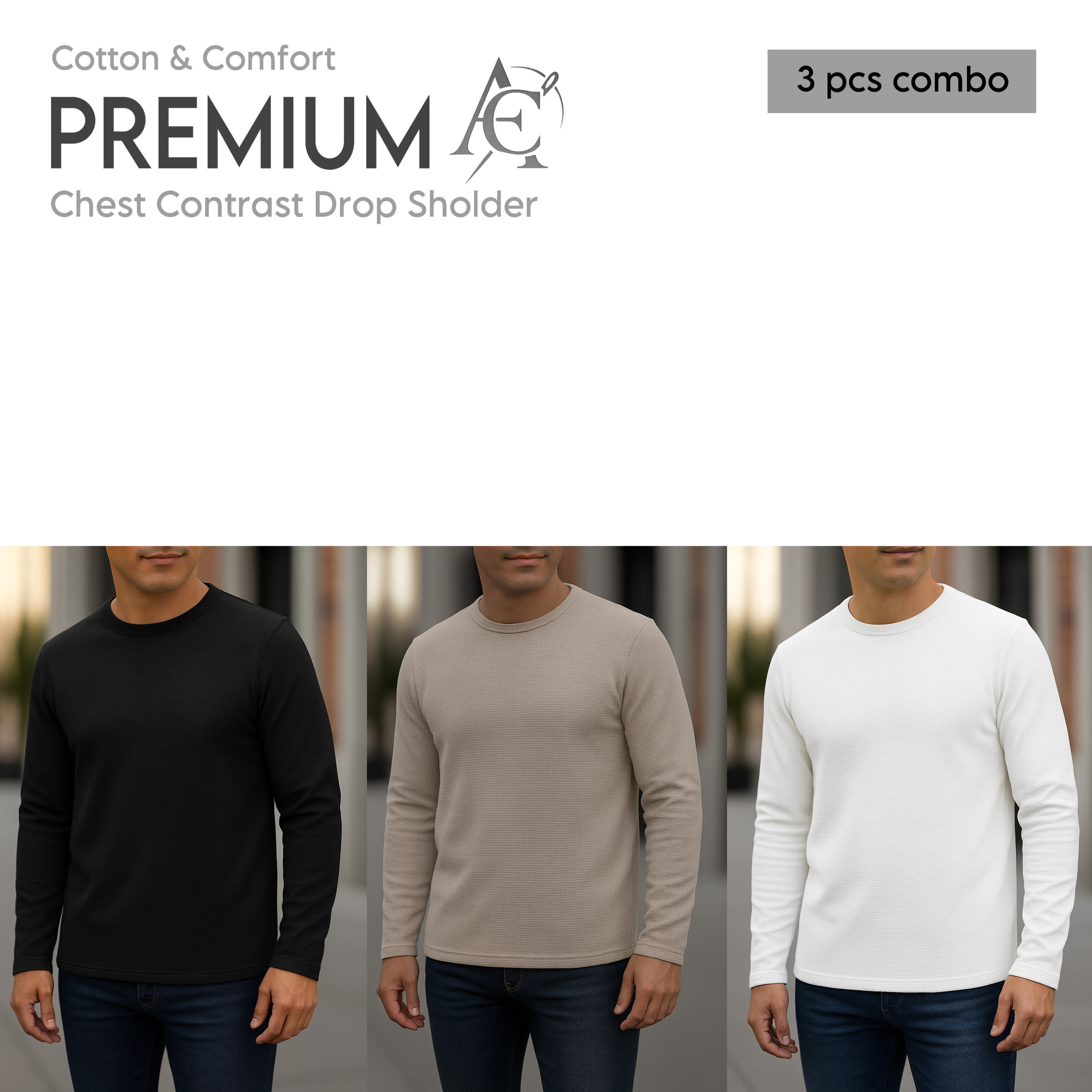 Full sleeve Premium T-Shirt  black biscuit white