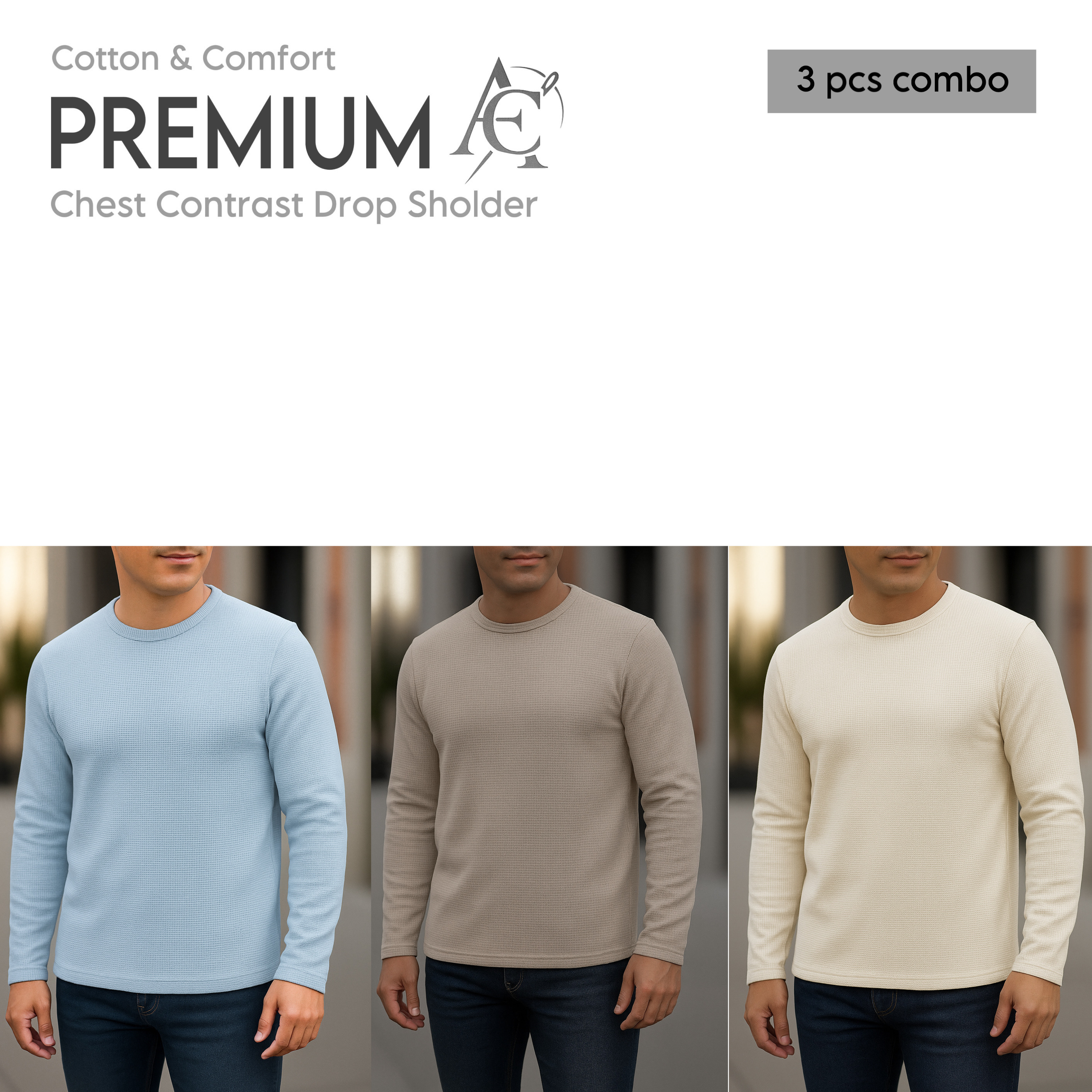 Full sleeve Premium T-Shirt pastale biscuit cream